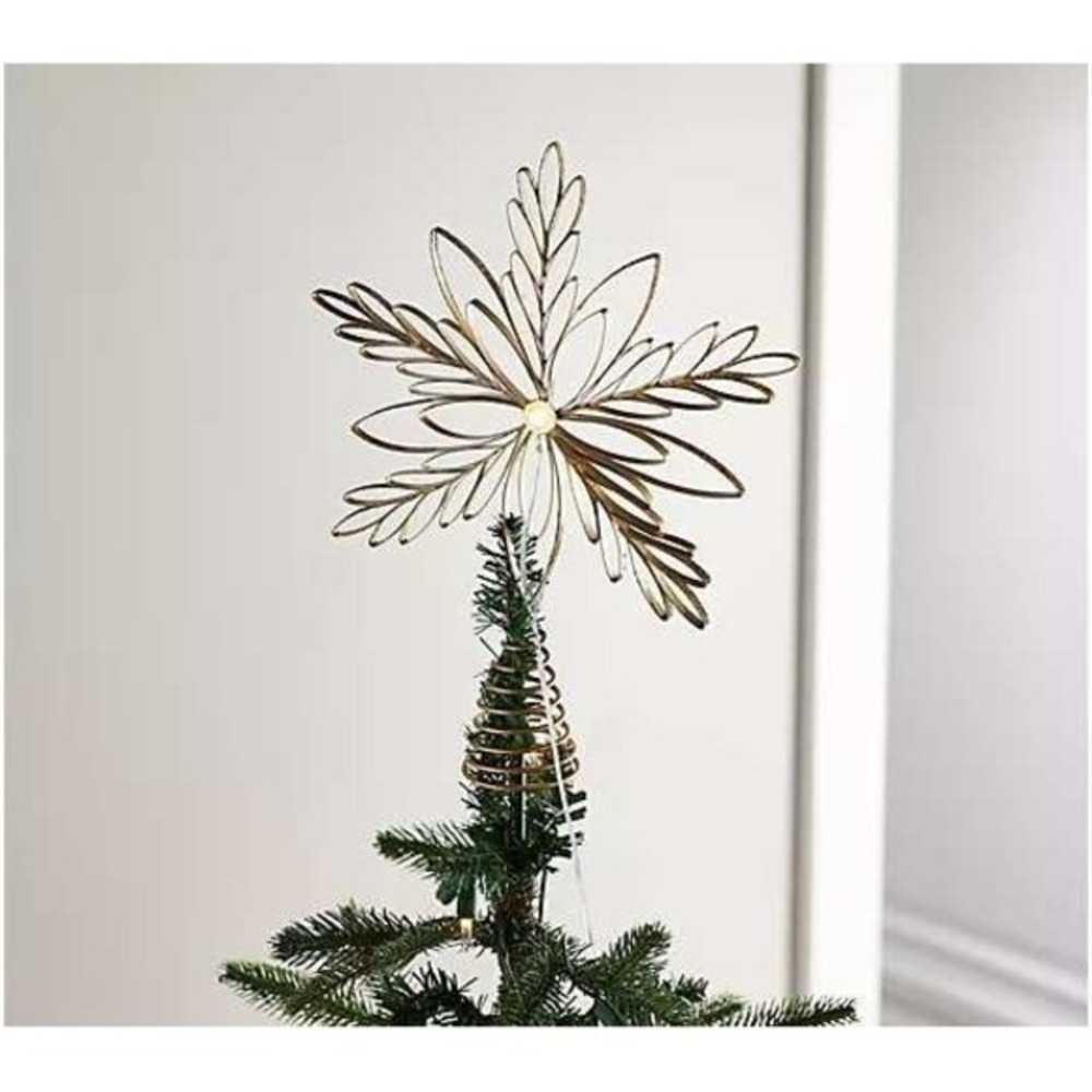LightScapes 13"‎ Illuminated Metal Snowflake Tree Topper Gold Glitter H428049